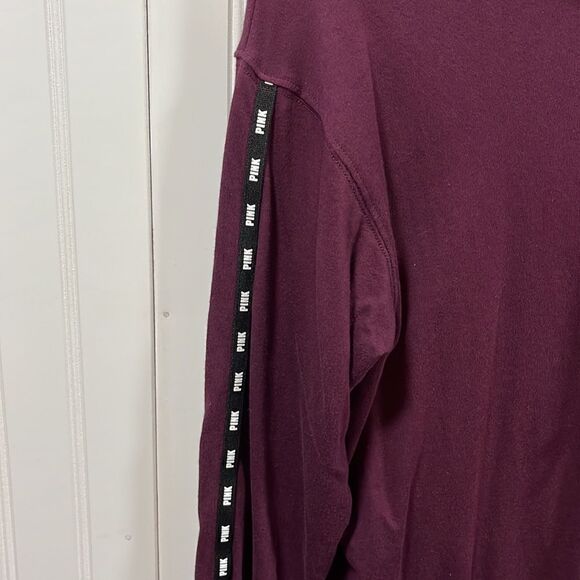 PINK burgundy cowl neck graphic hooded long sleeve pullover sweatshirt - Picture 4 of 7